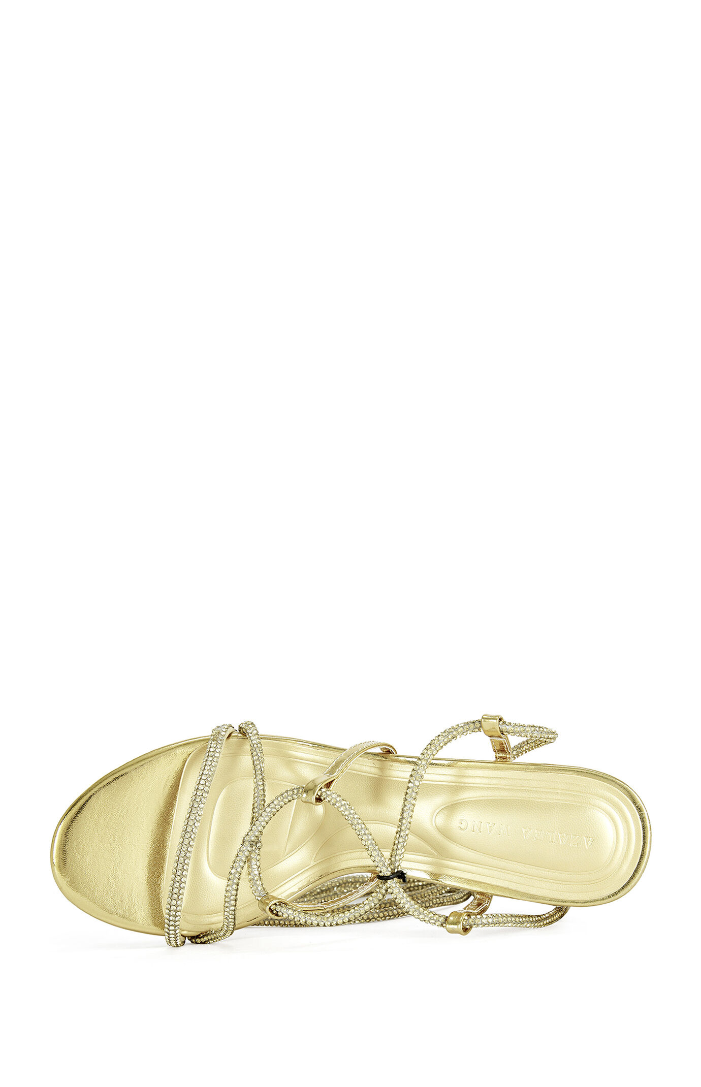 AZALEA WANG Women's Revani Gold Wrap Around Block Heels