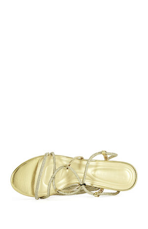 Women's Revani Gold Wrap Around Block Heels image number 4