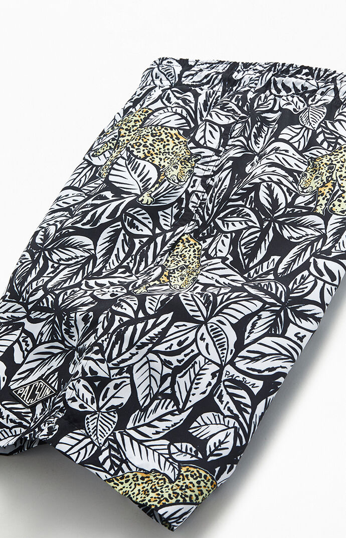 Leaves & Leopard 17" Swim Trunks
