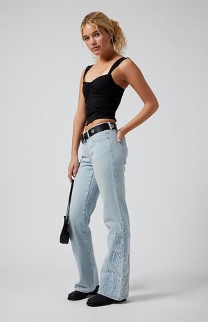 Jade Low Rise Bootcut Jeans Flames Light Indigo image number 2