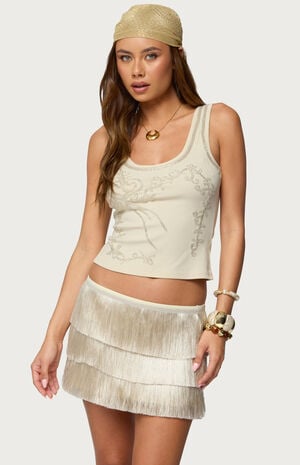 Taliah Beaded Scoop Neck Tank Top image number 1