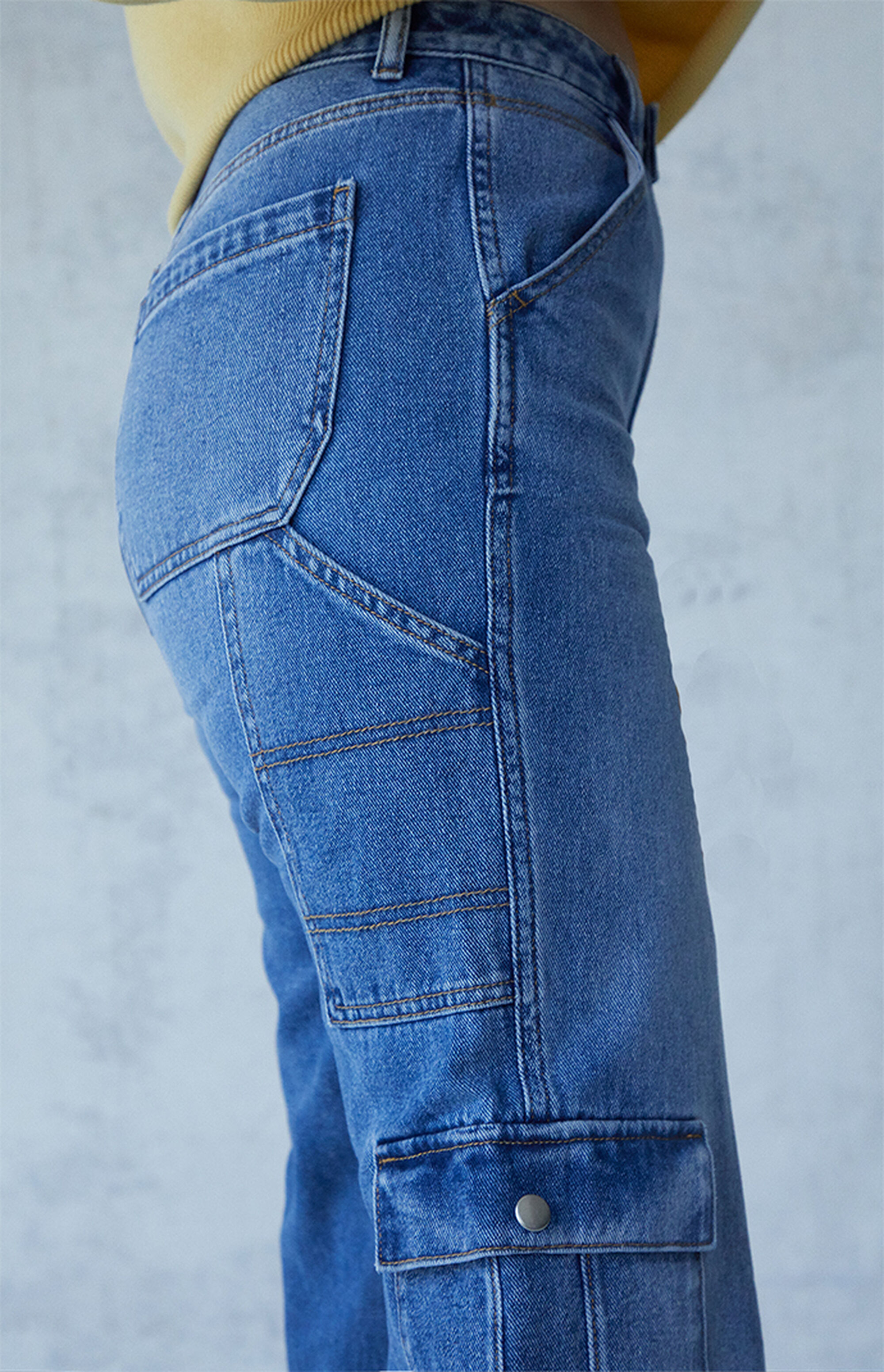 PacSun Dark Blue Cargo '90s Boyfriend Carpenter Pants | PacSun