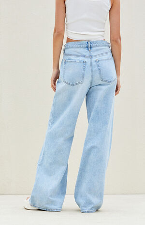 Light Indigo Mid Rise Extreme Baggy Jeans image number 4
