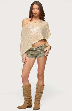 Alanna Sheer Sequin Poncho image number 4