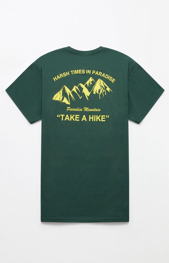 Grab a vintage-inspired vibe for the next 'fit provided by PacSun. The Paradise Mountain T-Shirt has a classic construction and custom graphics at the left chest and back. Solid color tee Custom graphics Crew neck Short sleeves Machine washable