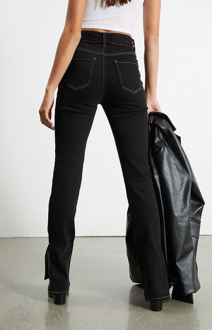 Black Split High Waisted Slim Fit Jeans image number 4