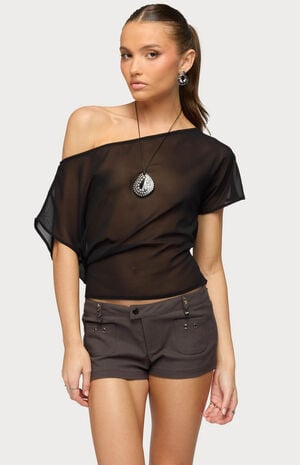 Noria Sheer Chiffon Off Shoulder Top image number 1