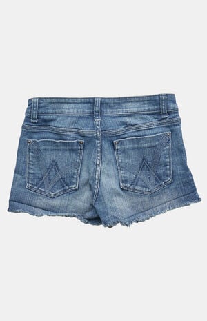 2000s Y2K Medium Indigo Cutoff Low Rise Micro Jean Shorts image number 2