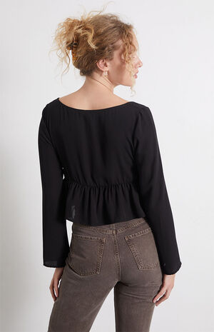 Ruched Long Sleeve Babydoll Top image number 4