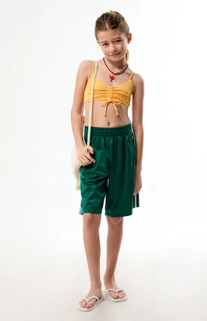 Orange Cinch Front Bralette Top & Bikini Set image number 1