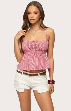 Zahara Gingham Babydoll Top image number 1