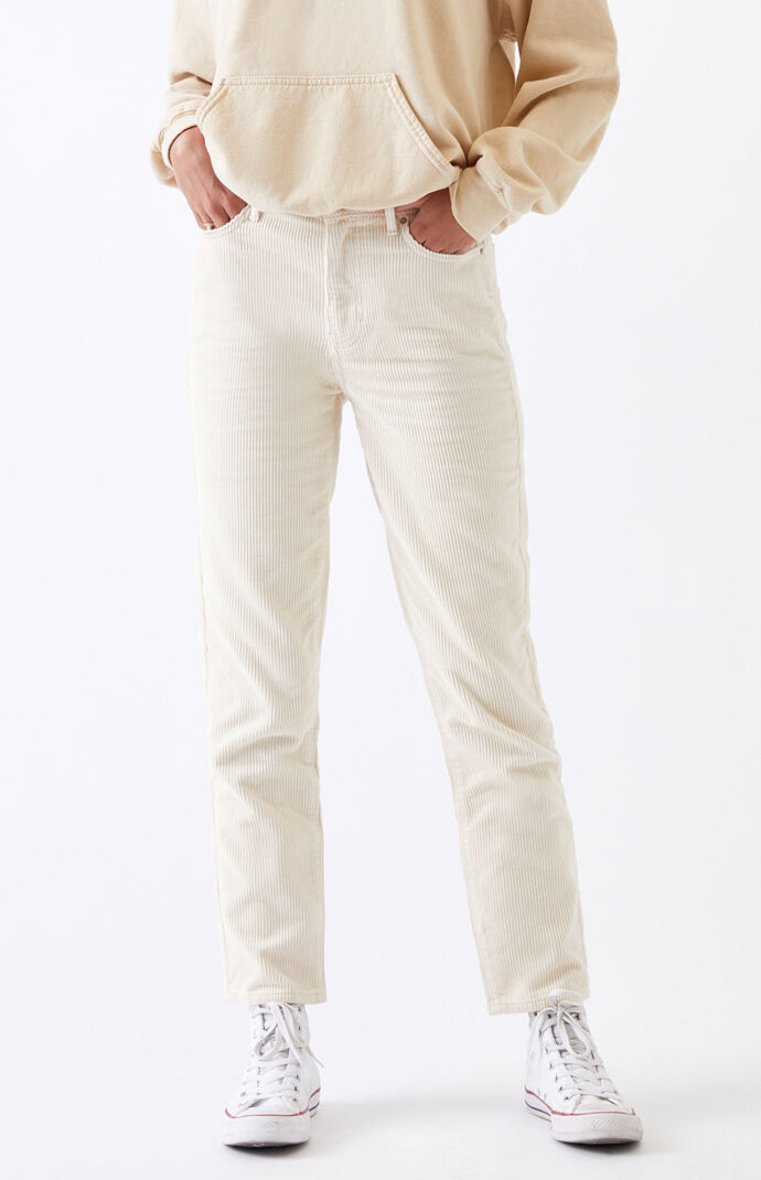 PacSun Cream Corduroy Mom Jeans PacSun