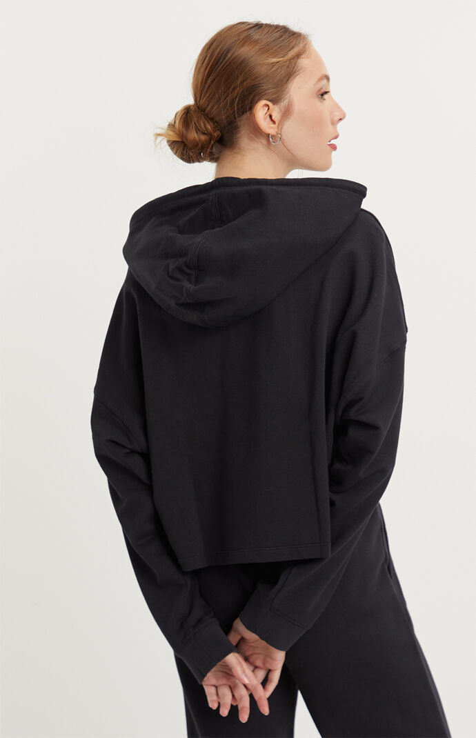 Black Rhinestone Cropped Hoodie