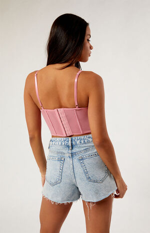 Lace Trim Mesh Corset Top image number 3