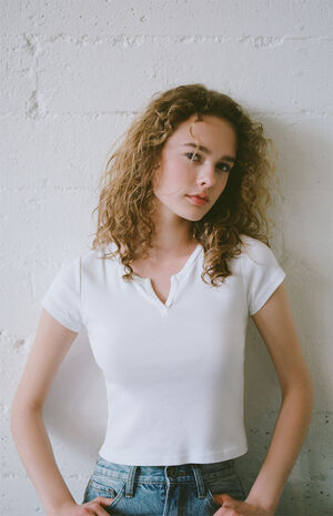 White Ashlyn Notched T-Shirt image number 1