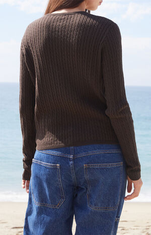 Brown Zoe Cable Knit Cardigan image number 4