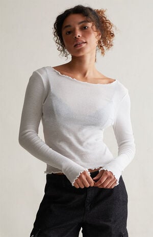Dove Lettuce Edge Long Sleeve Top image number 1