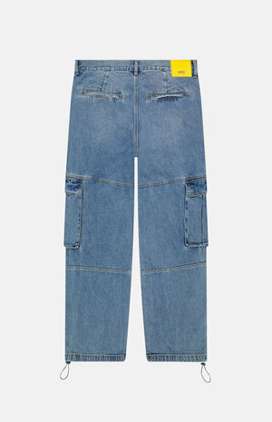 Medium Blue Baggy Denim Cargo Pants image number 2