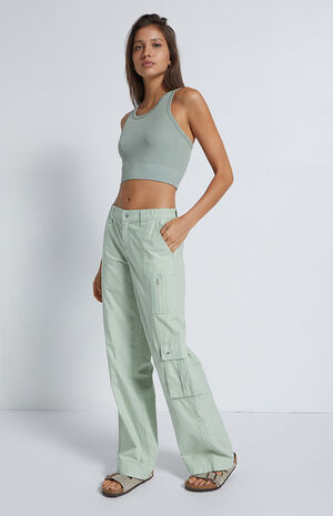 Green Low Rise Puddle Pants image number 1