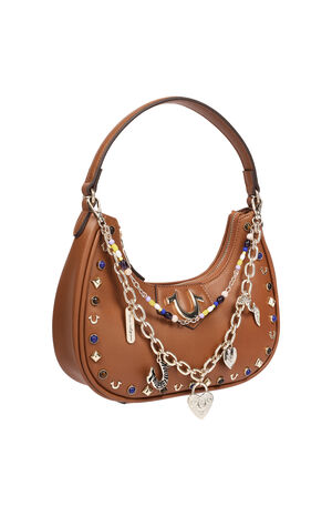 Chain & Studs Faux Leather Hobo Bag image number 2