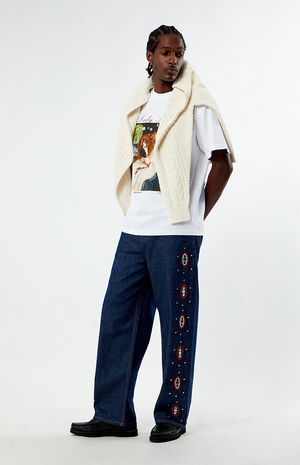 x PacSun Alsatian Studded Baggy Jeans image number 1