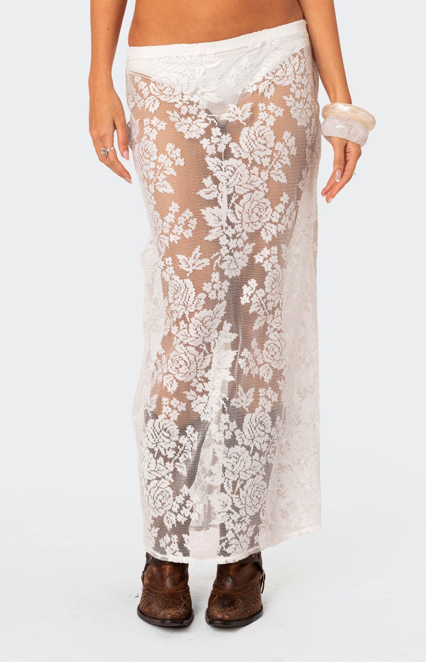 Edikted Bess Sheer Lace Maxi Skirt