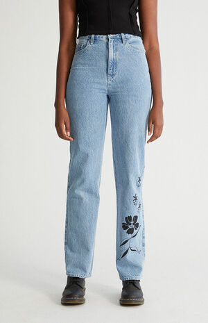 Eco Flower Light Blue Boyfriend Jeans image number 4