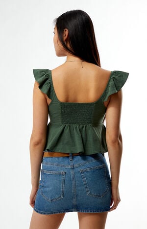 Keyhole Linen Babydoll Top image number 4