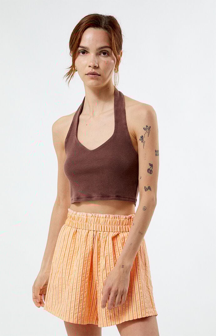 Est. PAC 1980 Vintage Wash Ribbed Halter Top | PacSun