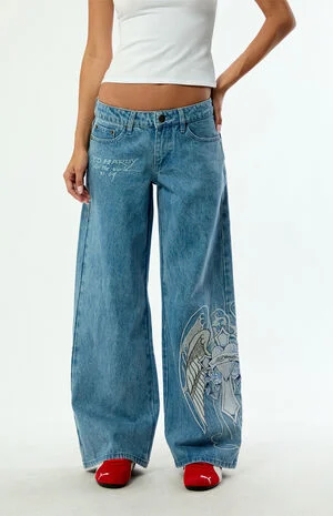Cross Wings Low Rise Baggy Jeans image number 2