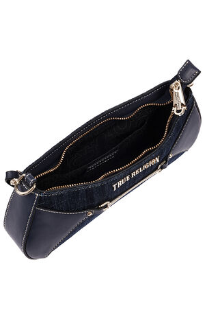 Top Zip Dark Denim Shoulder Bag image number 6