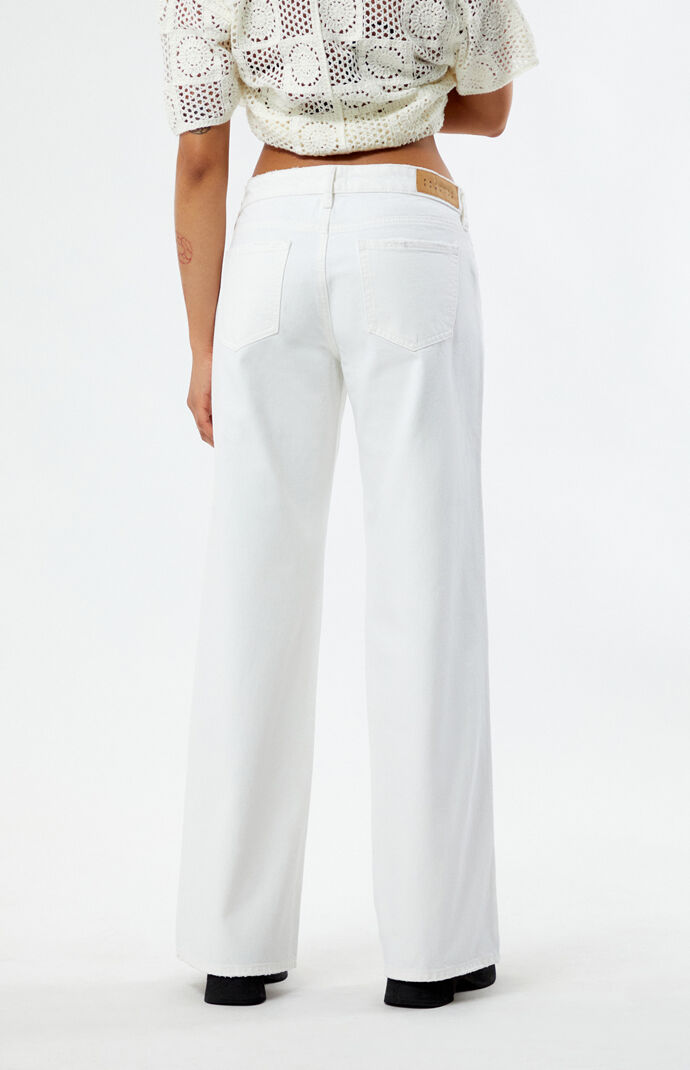 Pacsun Eco White Ripped Low Rise Wide Leg Jeans | Pacsun