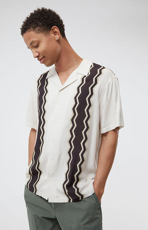 ZigZag Striped Woven Camp Shirt image number 1