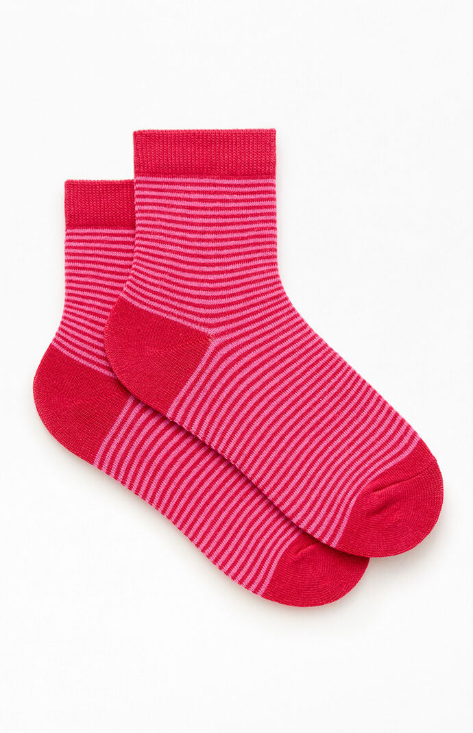 John Galt Red Striped Ankle Socks