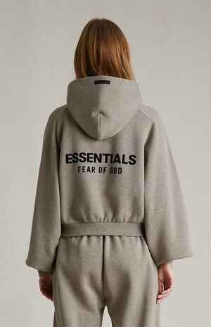 Women's Heather Grey Fleece Cropped Hoodie image number 4