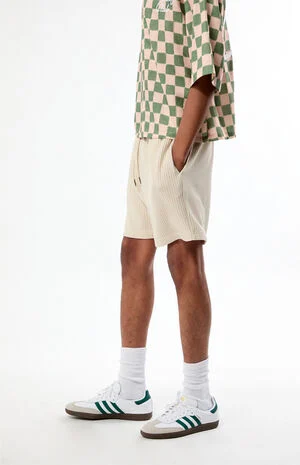 Cream Waffle Knit Shorts&nbsp; image number 3