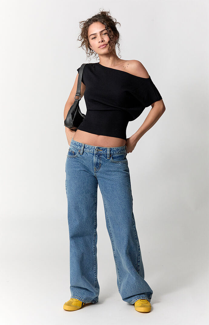   Jeans バックレス デニム タンクトップ XS Pacsun Zoe Low Rise Girlfriend Jeans Medium Blue Wash | Pacsun