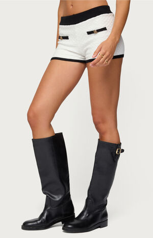 Mara Contrast Textured Knit Shorts image number 2