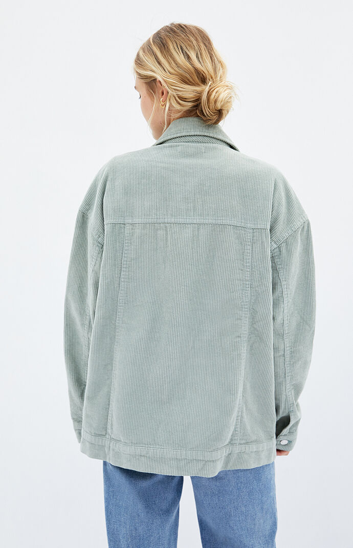Green Corduroy Oversized Trucker Jacket