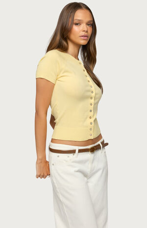 Wilmer Button Up Short Sleeve Knit Top image number 2