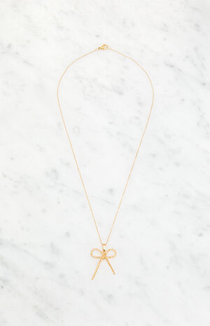 14K Gold Plated Bow Necklace image number 1