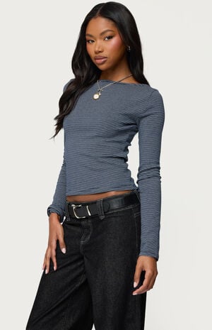 Loria Striped Boat Neck Top image number 2