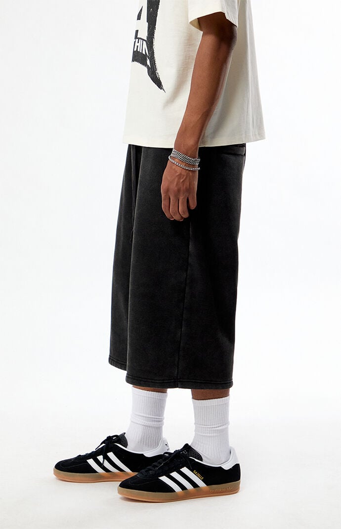 Pacsun Washed Black Ultra Baggy Fleece Sweat Shorts