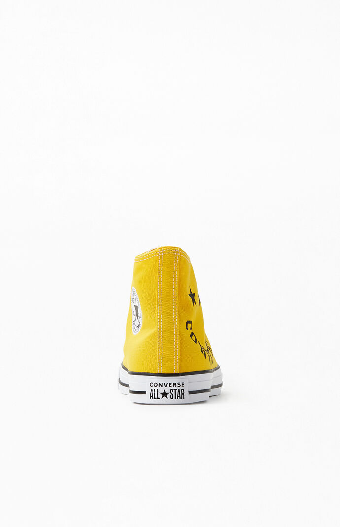 Yellow Chuck Taylor All Star Smile High Top Shoes