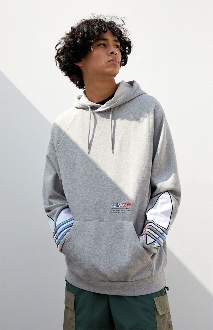 Heather Grey Tricolor Trefoil Hoodie
