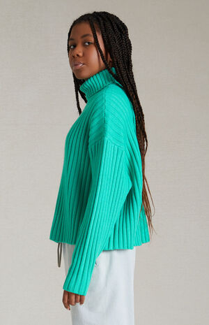 Kids Mint Leaf Turtleneck Sweater image number 2