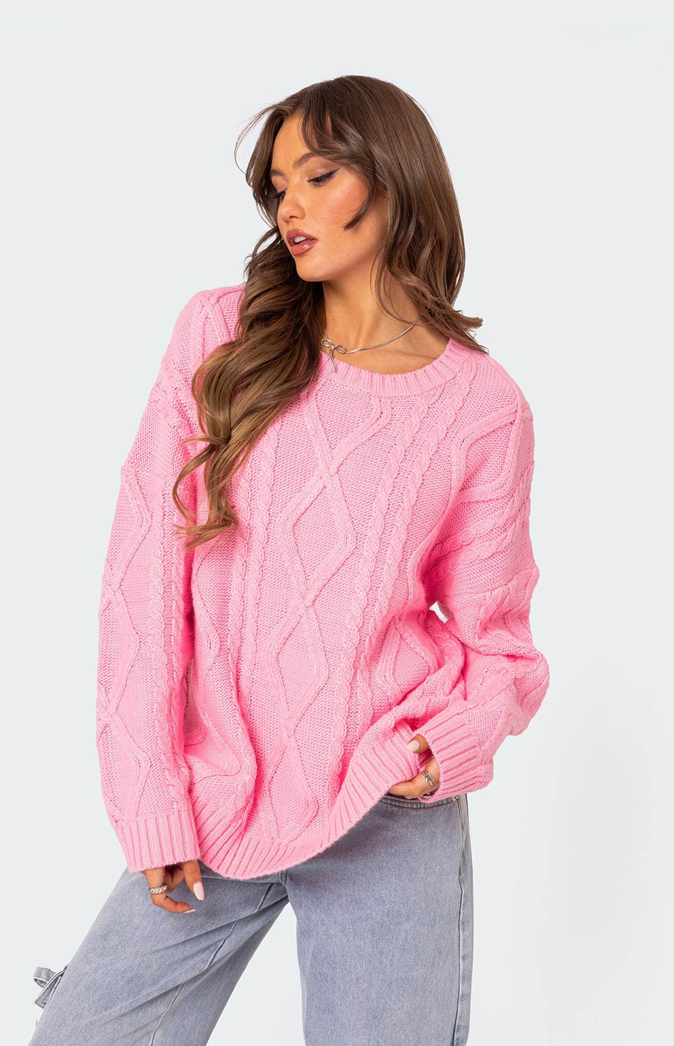 Edikted Kennedy Oversized Cable Knit Sweater | Pacsun