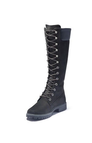 Women's Black Premium 14inch Lace-Up Waterproof Boots image number 11