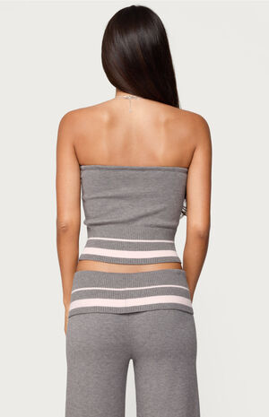 Kaliya Stripey Strapless Knit Top image number 3