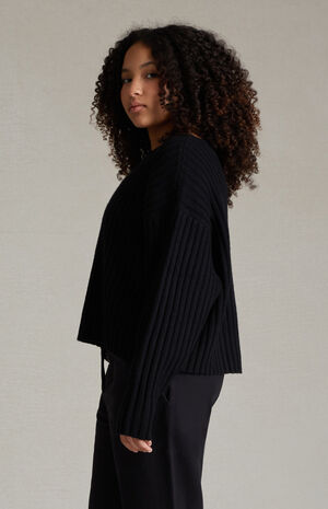 Kids Jet Black Raw Neck Sweater image number 3